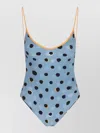 Fendi Swimsuit Low Back Scoop Neckline Polka Dot In Blue