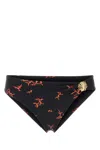 Fendi Printed Stretch Nylon Bikini Bottom In Black