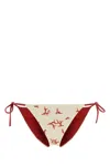 Fendi Bird Print Low-rise Tie-side Bikini Bottom In Brown