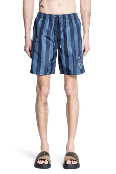 Fendi Pequin Nylon Swim Boxer In Blu Notte Indaco