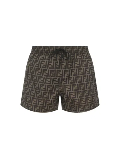 Fendi Men Swimwear In Brown