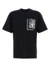 Fendi Men Midnight Blue Cotton T-shirt In Black