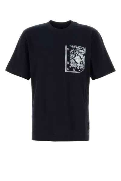Fendi Midnight Blue Cotton T-shirt In Black
