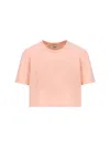 Fendi Peach Crewneck Cropped T-shirt In Pink