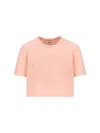 Fendi Peach Crewneck Cropped T-shirt In Pink