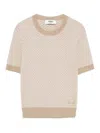 Fendi Wool Crew Neck Sweater With Textured Pattern In Brown