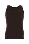 Fendi Stretch Ribbed Nylon Tank Top In Brown