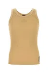 Fendi Ribbed Crew Neck Crest Tank Top In Brown