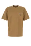 Fendi Cotton T-shirt With Chest Pocket And Crew Neck In Brown