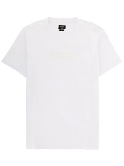 Fendi T Shirt Con Logo 3 D In White