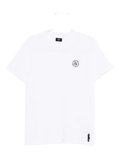 FENDI FF POSTCARDS LOGO PRINT COTTON T-SHIRT