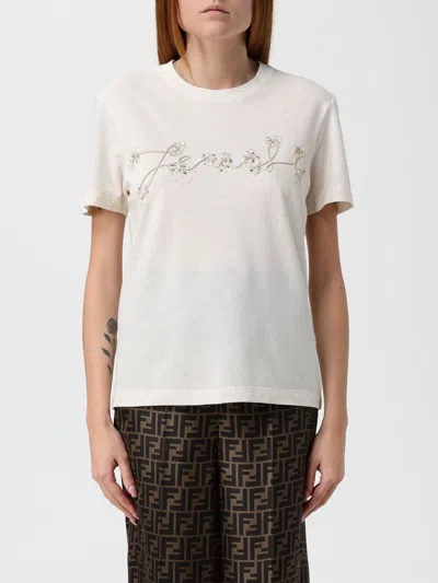 Fendi T-shirt  Woman Color Beige In White