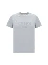Fendi Embroidered-logo T-shirt In Grigio