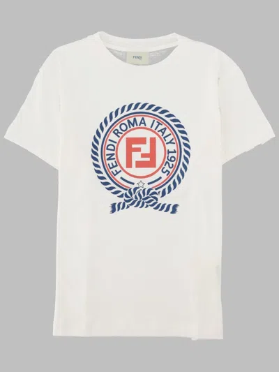 Fendi T Shirt Jersey Tinto Gesso In White