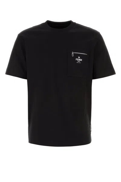 Fendi Logo-print Cotton T-shirt In Black