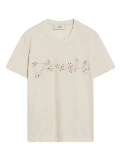 Fendi T-shirt In Neutral