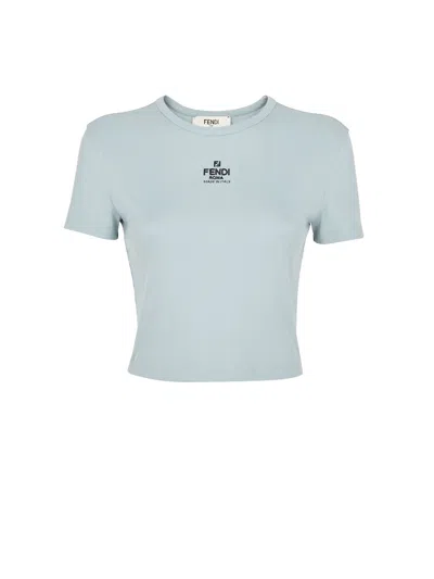 Fendi T-shirt In Pale Blue