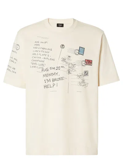 Fendi T-shirt Postcard Clothing In Neutral