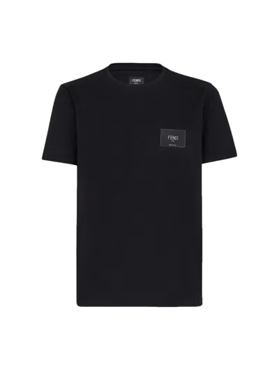 Fendi T-shirt R V.label Jersey In Black