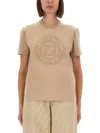 Fendi Classic Crew Neck T-shirt With Embossed Logo Detail In Gold