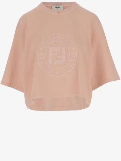 Fendi T-shirt With Printed Logo In Cotton