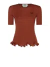 Fendi Short-sleeved Wool Sweater With Logo In Brown