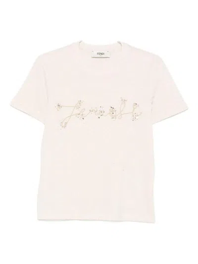 Fendi T-shirts And Polos Beige