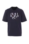 Fendi T-shirt Dark Blue Cotton T-shirt In Blue