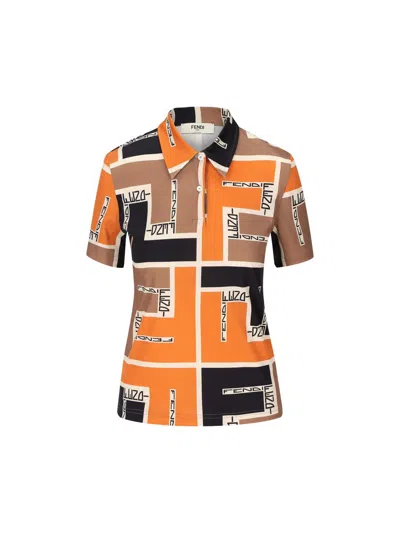 Fendi T-shirts And Polos In Orange/ash