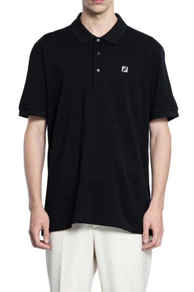 Fendi Piquet Polo In Black