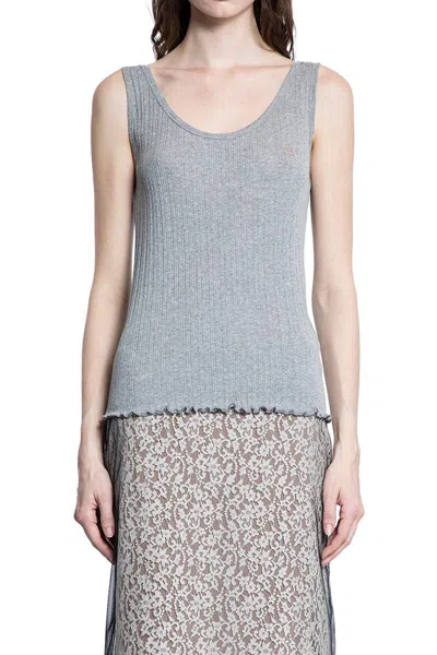 Fendi Grey Jersey Polo Shirt Women In Gray