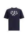 Fendi T-shirt Dark Blue Cotton T-shirt In Black