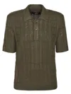 Fendi Ff Wool Blend Lurex Polo In Green