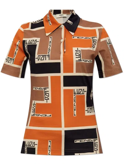 Fendi Slim-fit T-shirt In Yellow & Orange