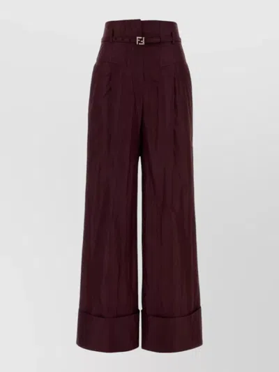 Fendi Taffeta High Waist Wide Leg Trousers In Black
