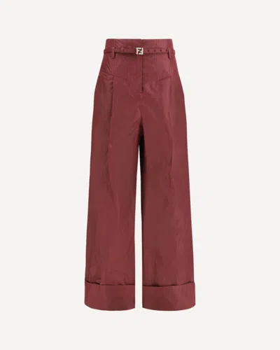 Fendi Taffeta Silk Trousers In Burgundy