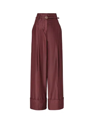 Fendi Taffeta Trousers In Burgundy