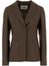 Fendi Mud Wool Blend Blazer In Green