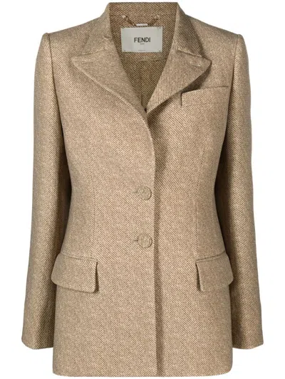 Fendi Jacke Mit Knopfverschluss In Brown