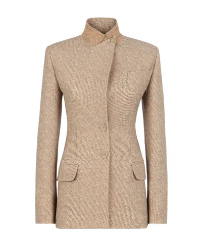 Fendi Tailored Button-fastening Jacket In Nude