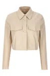Fendi Collared Structured Cropped Jacket Detail In Brown