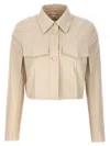 Fendi Collared Structured Cropped Jacket Detail In Neutral