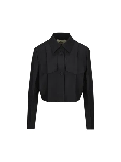 FENDI FENDI COLLARED CROPPED JACKET