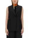 Fendi Black Tailored Vest With Sharp Lapel In Black