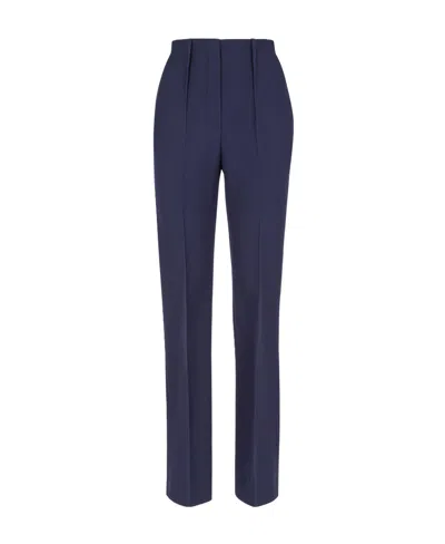 Fendi Tailored Virgin Wool Slim-cut Trousers In Blue