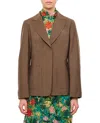 Fendi Tailored Waisted Blazer With Embroidered Logo In Brown
