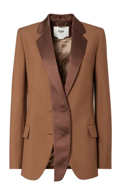 Fendi Women Single-breasted Tailored Blazer In Brown