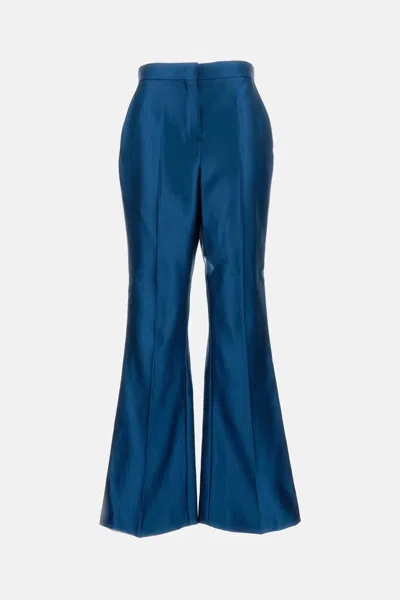 Fendi Tailoring Silk Trousers In Blue