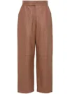Fendi Tan Coloured Leather Trousers In Brown
