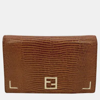 Pre-owned Fendi Tan Lizard Wallet